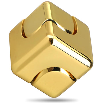 Dilabnba Metal Cube Fidget Spinner Toy For Kids Adults, Gold Cube Fidget Block Figner Spinner Focus 2 In 1 Spinning For Boys 3-1
