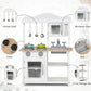 Costzon Kids Kitchen Playset, Wooden Pretend Toy Kitchen Set with Sink, Oven, Microwave, Stove, Pots, Utensils, Play Kitchen for
