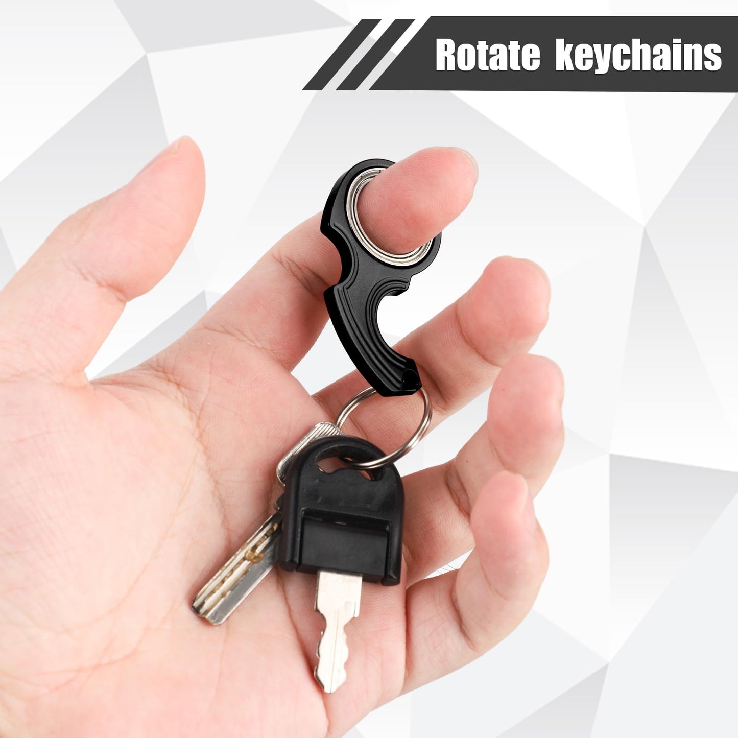 2Pcs Key Chain Spinner Fidget Toy, Portable Finger Spinning Keychain With 2Pcs Key Ring Funny Key Holder Toys For Adults Teens F