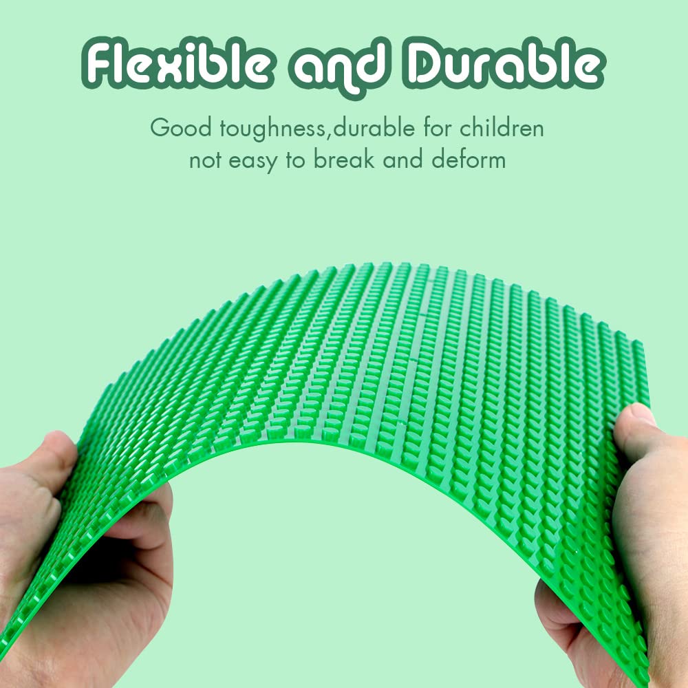 Unirolic 16-Pack Classic Baseplates, 32 * 32 Building Boards Compatible With All Major Brands, Building Plates For Building Bricks, Green/Grey/Sand/Blue
