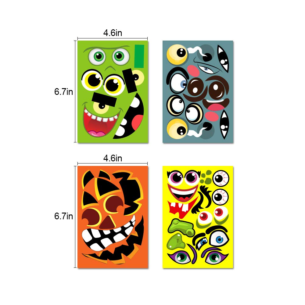 Make Your Own Jack-O-Lantern,Mummy,Witch,Monster Hunt Craft Stickers Kids Halloween Decorations 16Pcs
