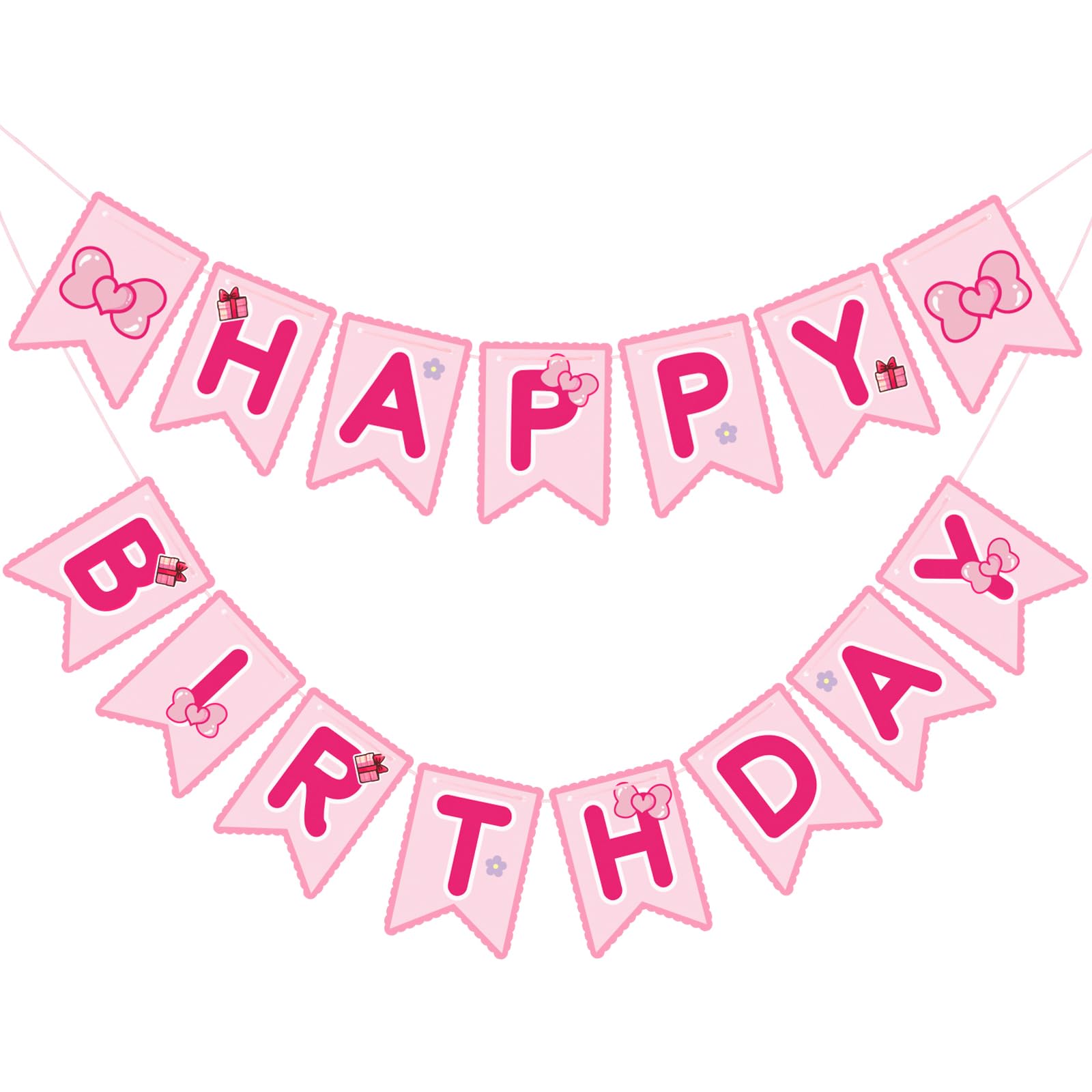 TaoBary Pink Cute Kitty Happy Birthday Banner Pre-strung Hanging Sign Cartoon Cute Cat Party Decorations Cartoon Kitty Themed Pa