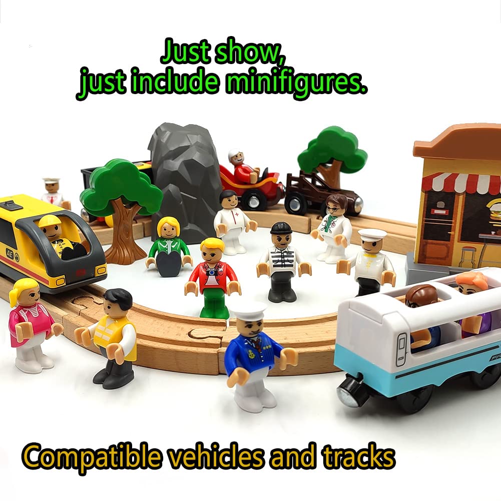 DSHMIXIA Toy People Figures for Kids Action Figures Playsets for Trains Cars Various Professions for Play House Wooden Train Tra