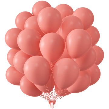 Kalor 12 Inch Coral Red Balloons, 50 Pcs Latex Helium Balloons For Kid'S Birthday Party, Baby Shower, Wedding, Graduate Party Decorations