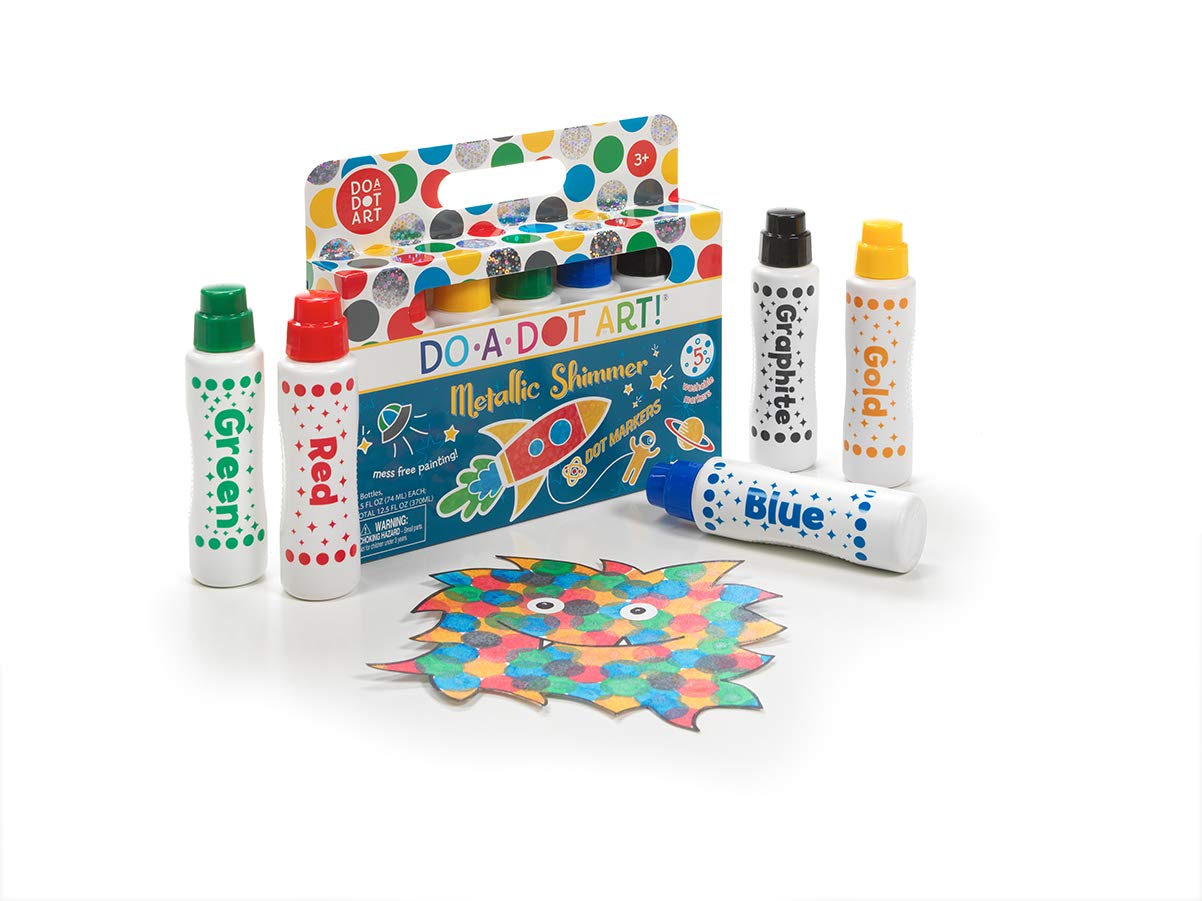 Kids Washable Dot Art Markers - New Metallic Shimmer Paint Daubers Non-Toxic For Children, Toddlers Preschool and Kindergarten T