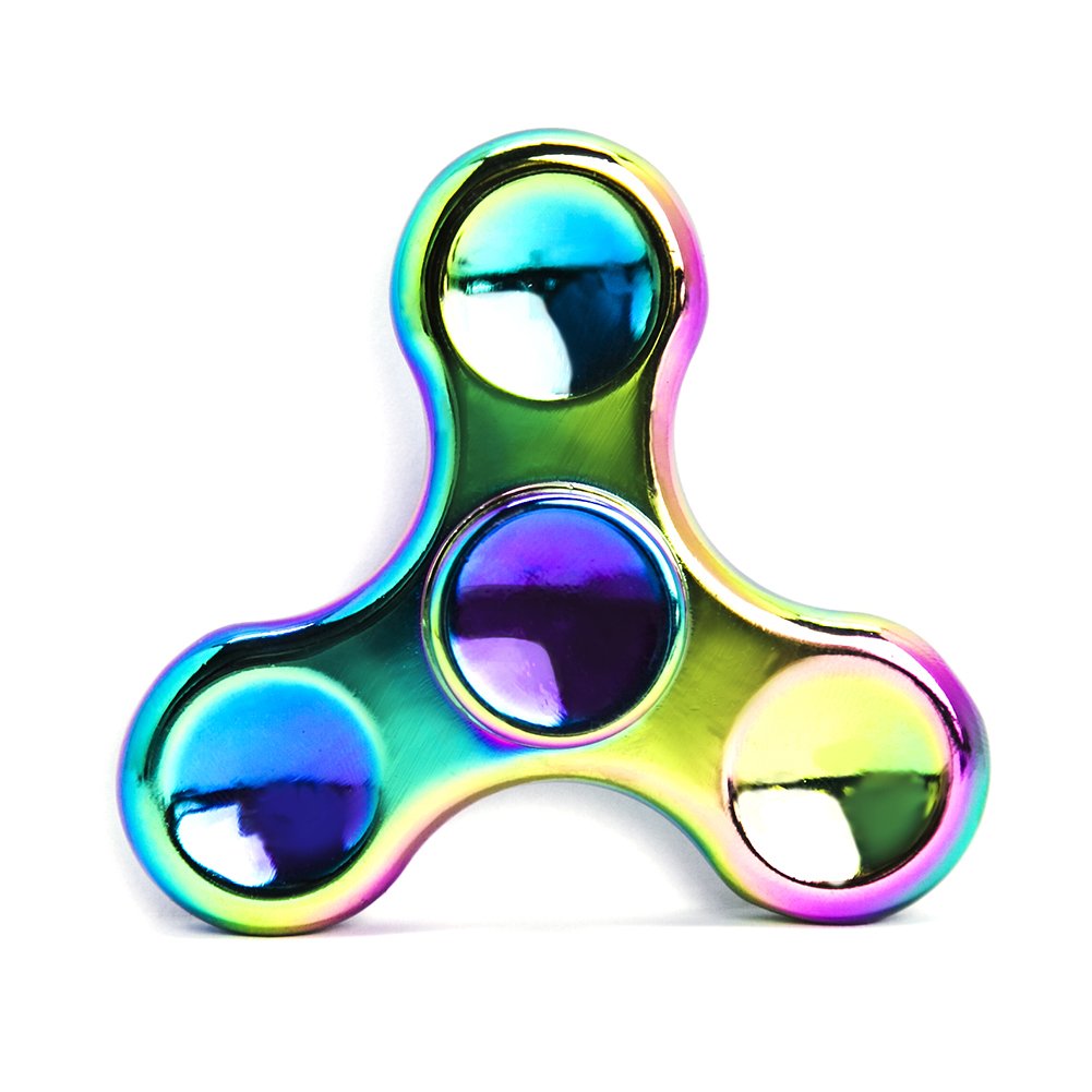 Rainbow Fidget Spinner - Metal Stainless Steel Figit Hand Toy For Kids And Adult (Round)