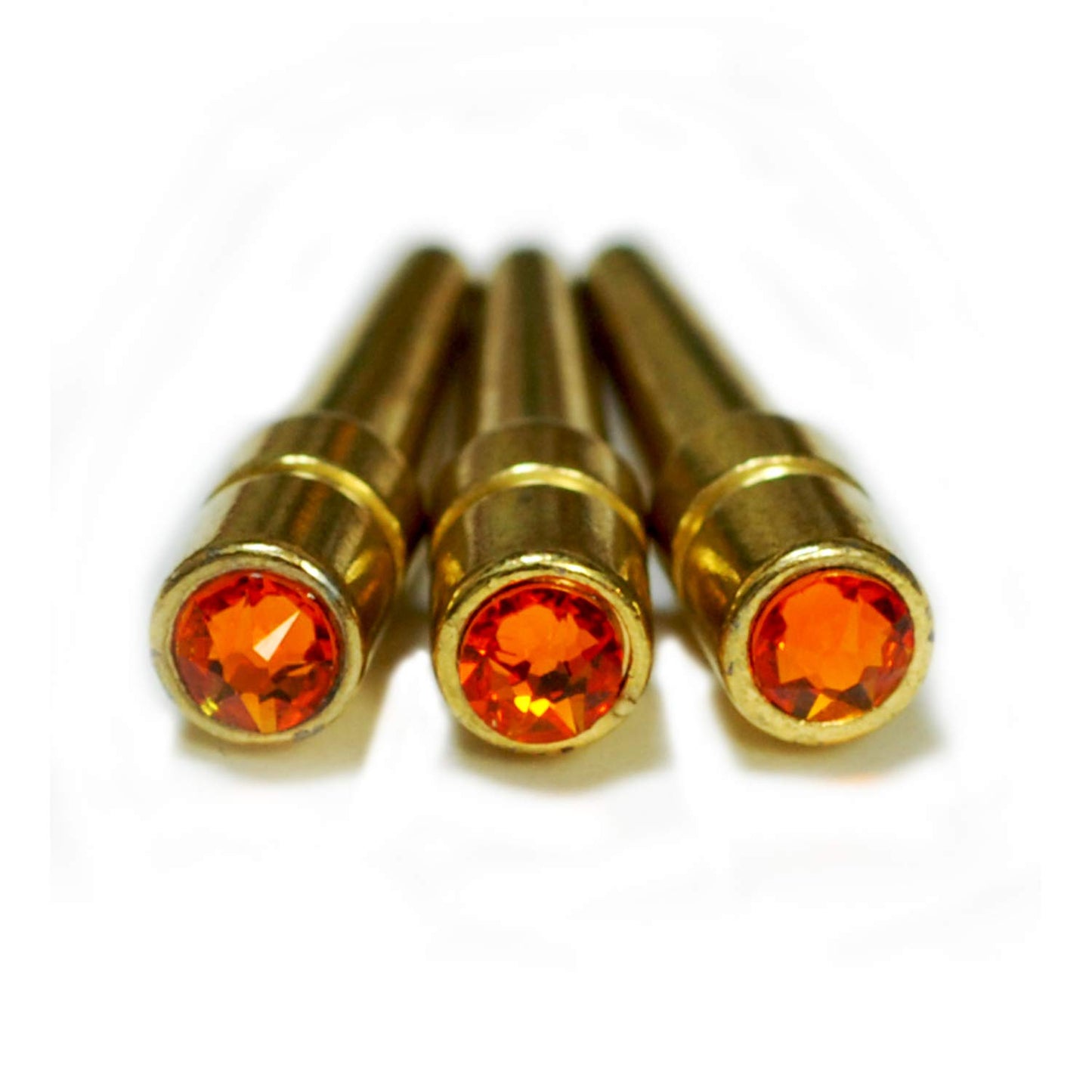 WE Games Brass Cribbage Pegs with Austrian Crystals - Set of 3 - Sun Orange