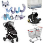 ORZIZRO Baby Plush Spiral Hanging Toys - Medium Gray, Musical Owl & Squeaker Elephant for Stroller, Crib, Car Seat & Bassinet