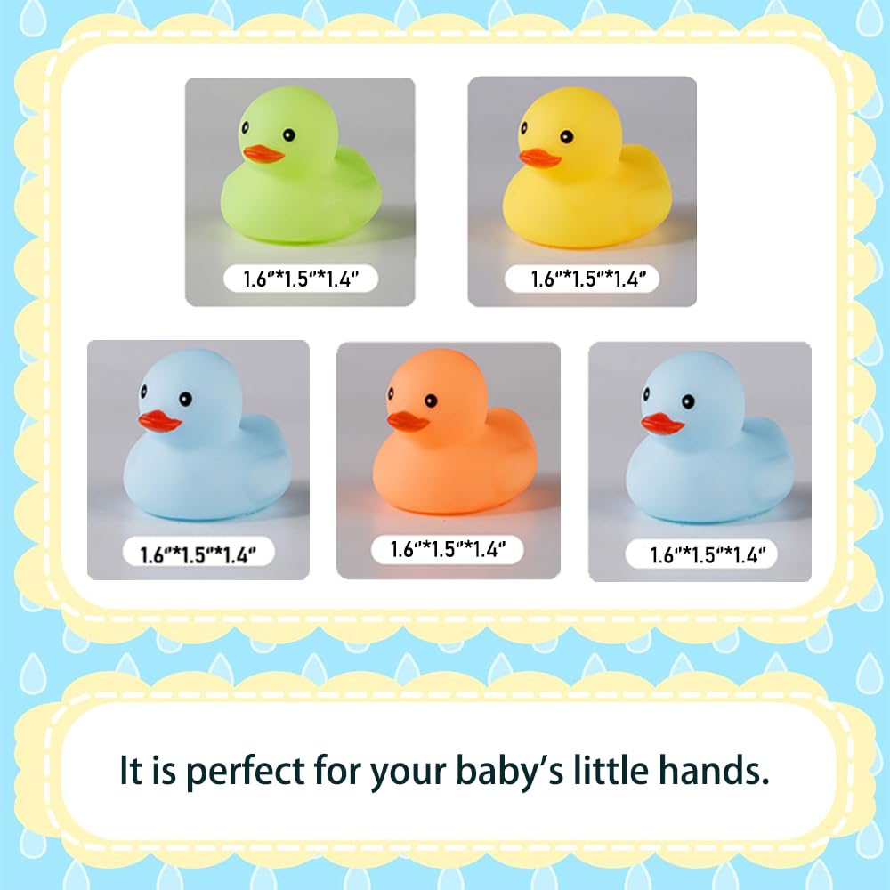 50 Pcs Multicolor Mini Rubber Duck Bath Toy ,Squeak and Float Colored Small Ducks in Bulk Baby Sower Ducks ,Birthday Gifts Class