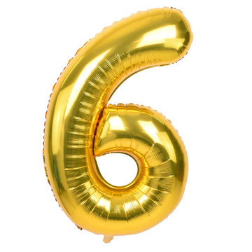 Toniful 40 Inch Gold Large Numbers Balloons0-9,Number 6 Digital Helium Balloons,Foil Mylar Big Number Balloons For Birthday Part