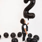 Black Number 4 Balloon 40 Inch, 4 Balloon Number, 4Th Birthday Decorations, Black Party Supplies For Boys Girls