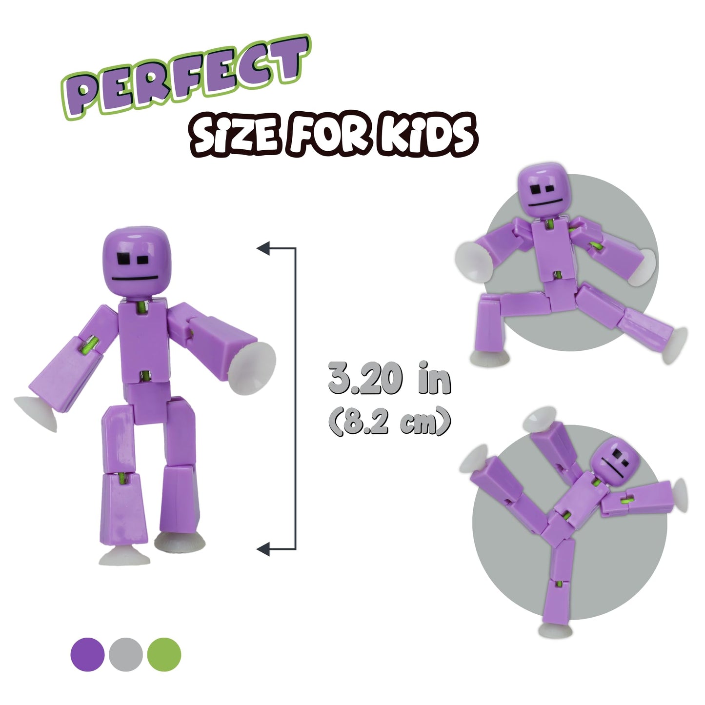 Zing StikBot Mega Monster Animation Pack - Lavender Purple & Silver Cerberus, 5.5" Plastic Toy for Kids Age 4+