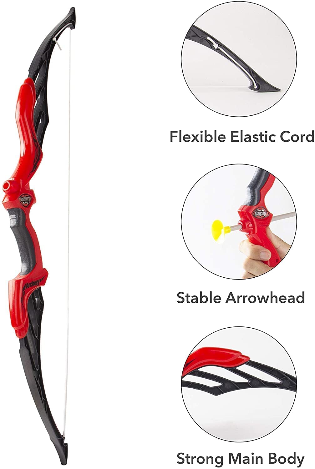 Tec Tavakkal Kids Bow & Arrow Toy, Boys And Girls Basic Archery Set Outdoor Hunting Game With 3 Suction Cup Arrows, Target & Qui