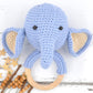 Love Crochet Art Elephant Rattle Cum Soft Toy For Infant, Kids & Babies, Early Age Gift Toys (Blue)