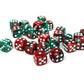 25 Count Pack of 12mm D6 Dice - Matching Collection of 6 Sided Dice with Pips (Green and Red Swirl)