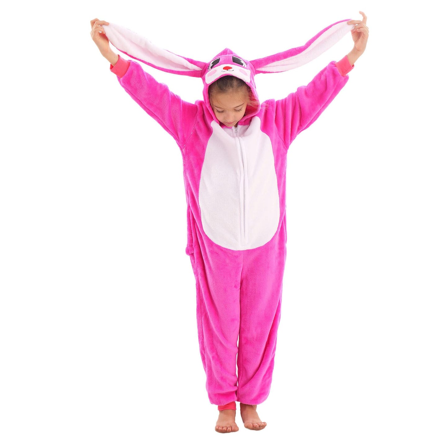 Tyonmujo Animal Onesie Costume For Kids Halloween Costumes For Girls Boys Cosplay Outfit Rabbit Bunny Pink 140