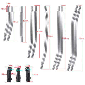 RCLIONS Stainless Steel Link Rod Linkage 324mm Wheelbase for TRX4 1/10 Crawler Car Upgrade Parts