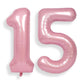Suwen 40 Inch Pink Large 15 Number Balloons Big Foil Helium Number Balloons 0-9 Jumbo Happy 15Th Mylar Birthday Party Decoration