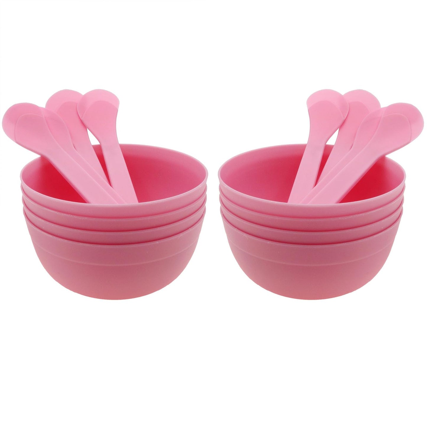 Safycaby Diy Slime Making Tools 8 Plastic Slime Bowl And 8 Glue Mixing Spoons For Funny Craft Making Arts (8 Sets Pink)
