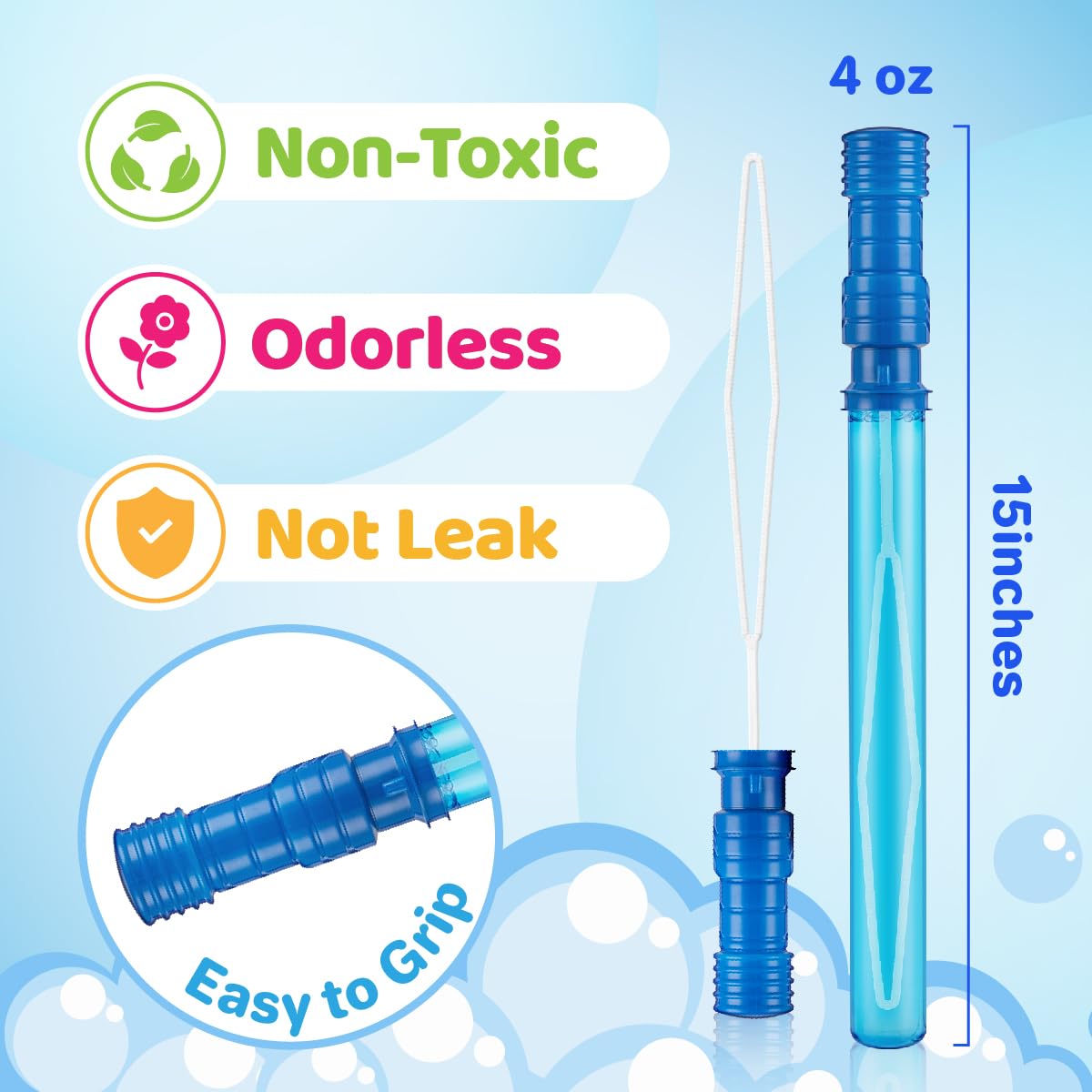 36 Pack 15'' Bubble Wands In 6 Colors, Big Bubble Wands With 36 Bubble Refill Solutions, Bubbles Party Favors For Easter, Birthd