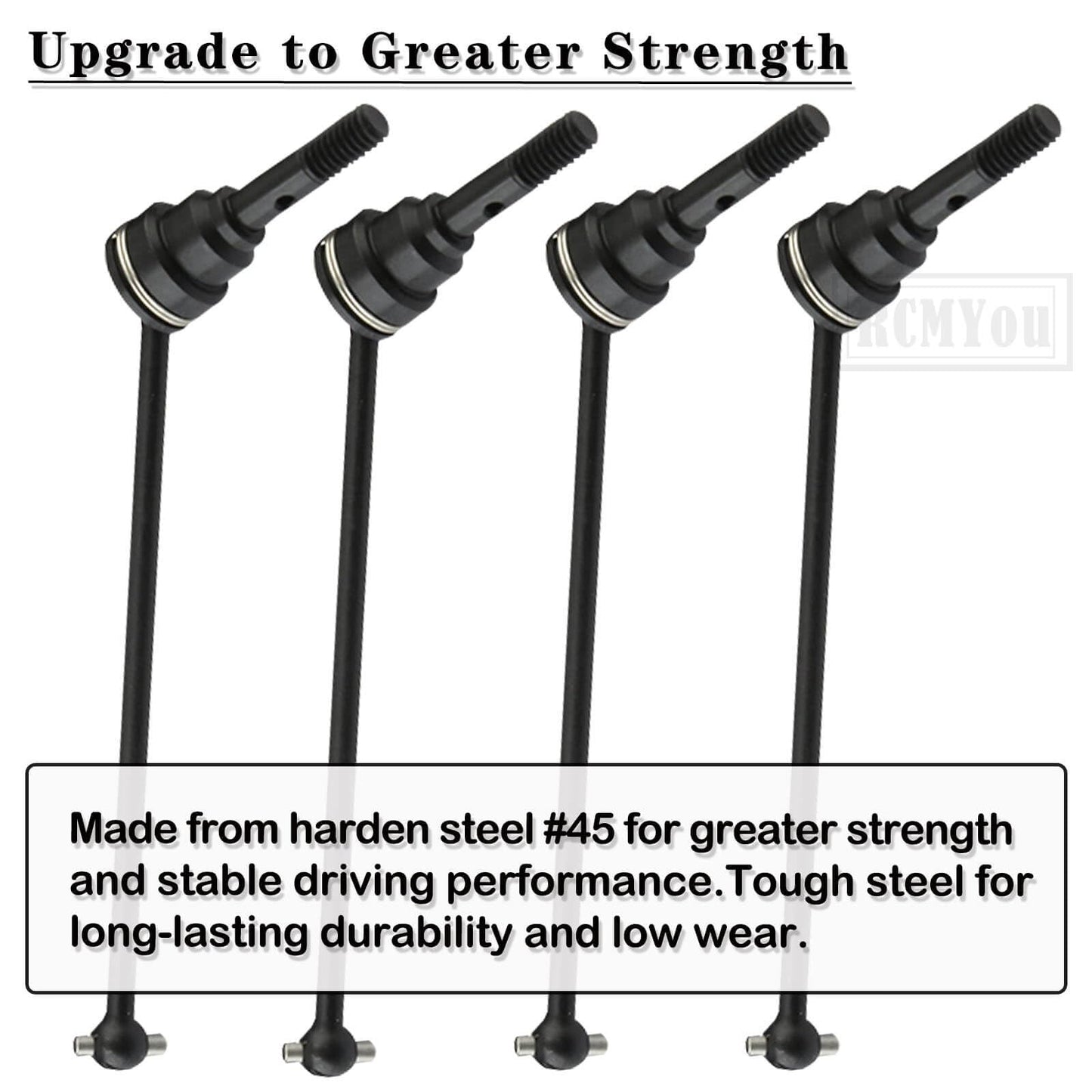 RCMYou Drive Shaft Axles Upgrades for 1/16 E-Revo/E-Revo VXL,Front Rear #45 Steel Driveshafts CVD Upgrades Parts Hop-up,Replace