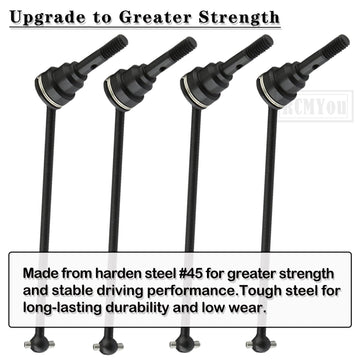 RCMYou Drive Shaft Axles Upgrades for 1/16 E-Revo/E-Revo VXL,Front Rear #45 Steel Driveshafts CVD Upgrades Parts Hop-up,Replace