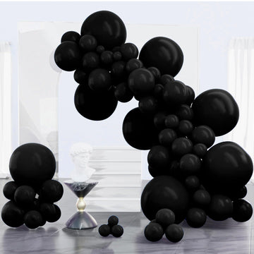 Partywoo Black Balloons 100 Pcs Black Matte Balloons Different Sizes Pack Of 18 12 10 5 Inch Black Balloon Arch Kit Black Balloon Garland For Birthday Graduation Halloween Party Decorations Black-Y18