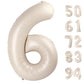 Cream White 6 Balloon, Number Balloons 40 Inch, 6Th Balloons For Birthday Decorations, Cream White Party Supplies 6 Birthday Bal