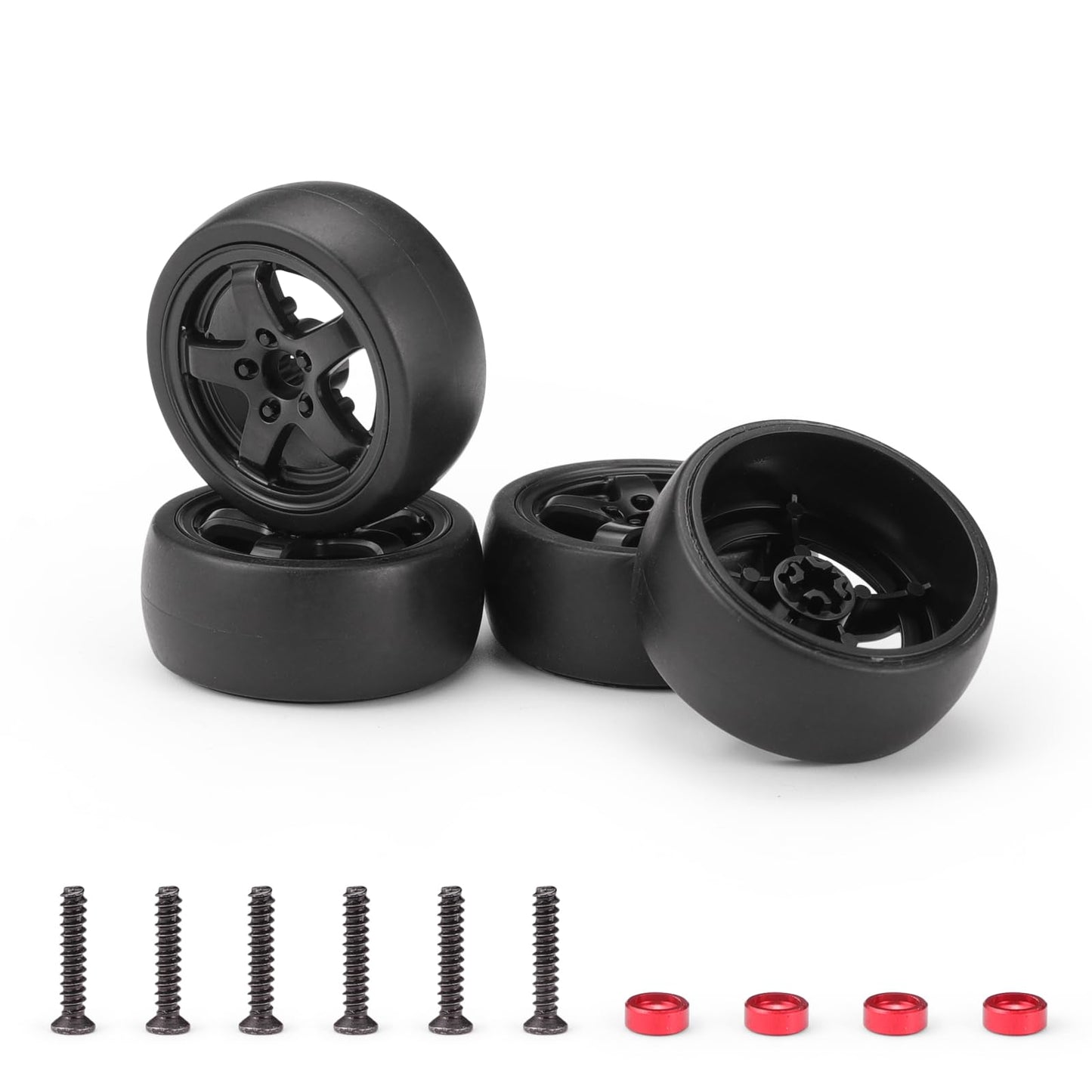 Haiboxing Rc Drift Car Spare Parts,1/18 Remote Control Replacement Drift Wheels Complete(Front/Rear) 4Pcs With Wheel Rings Apply