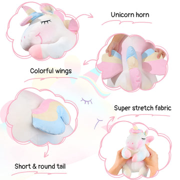 Aixini Plush Unicorn Stuffed Animal Pillows Toy, 31.5 Inch Cute Soft Colorful Rainbow Unicorn Plushie Gifts For Girls
