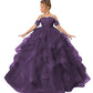 Zpvp Princess Flower Girl Dress For Wedding Long Tulle Girls Pageant Dress Puffy Ruffles Beaded Appliques Party Costumes Plum Us