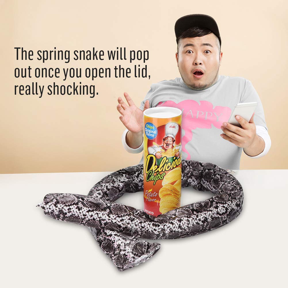 Miuion Potato Chip Snake In A Can Funny Prank Large Size For April Fools' Day And Halloween Party Decoration