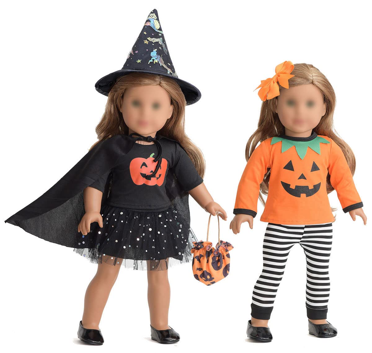 Sweet Dolly 18 Inch Doll Clothes Accessories Halloween Pumpkin Witch Costume Pumpkin Suit Set For 18 Inches Dolls