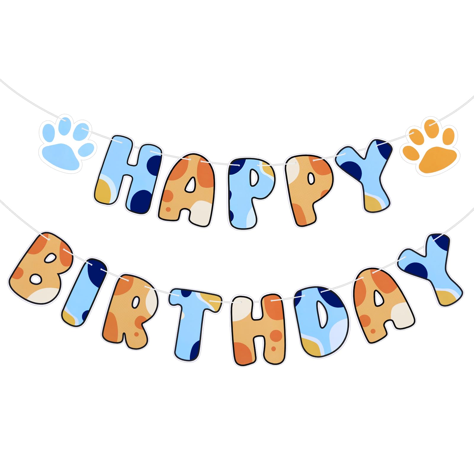 Chiisong Blue Dog Birthday Party Supplies, Blue and Orange Banner Dog Happy Birthday Banner Party Decorations for Decoration Cen