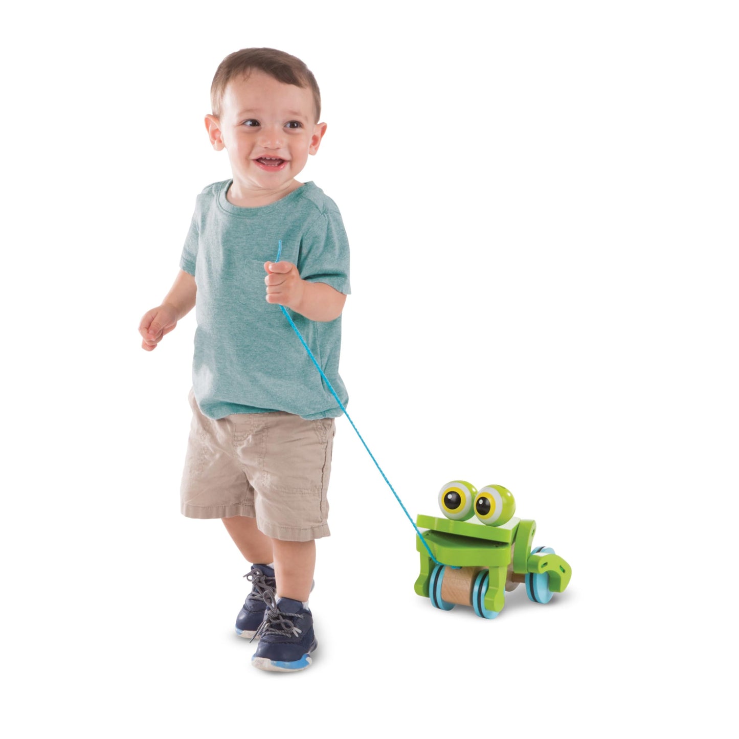 Melissa & Doug First Play Frolicking Frog Wooden Pull Toy - Multicolor, 1 EA, Developmental Toy for Toddlers Ages 1+, Model 3205