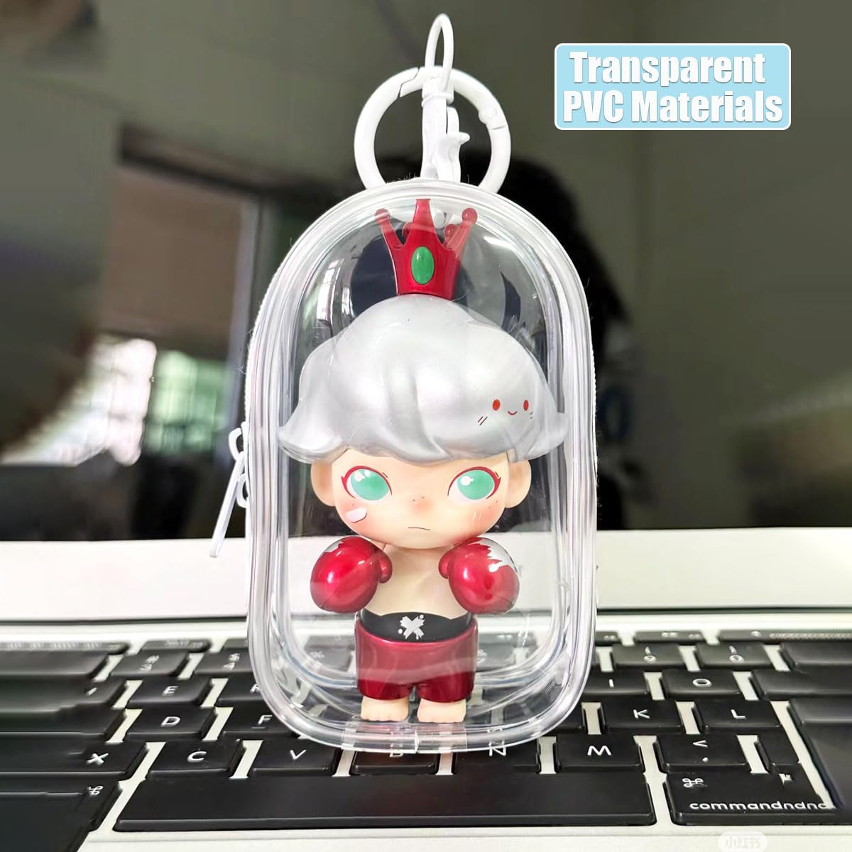 Zurtoki 2 Pcs Clear Figure Display Bag With Keychain,Clear Keychain Pouch,3.93'' X 2.36'' X 1.37'' Carrying Case For Doll,Dustpr
