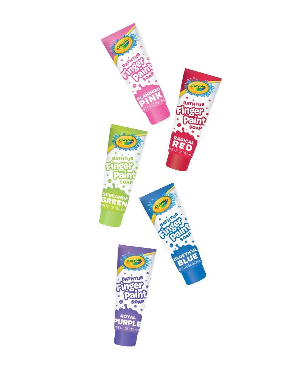 Crayola Bathtub Fingerpaint 2018 5 Color Variety Pack, 3 Ounce Tubes ( Radical Red, Screaming Green, Flamingo Pink, Bluetiful Bl