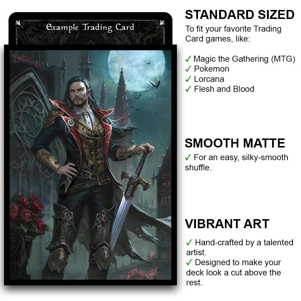 Fantasy North - Victor Khorvis - Night Lord - 100 Smooth Matte Tcg Trading Card Sleeves - Fits Magic Mtg Commander Pokemon And Other Card Games - Playing Card Sleeves
