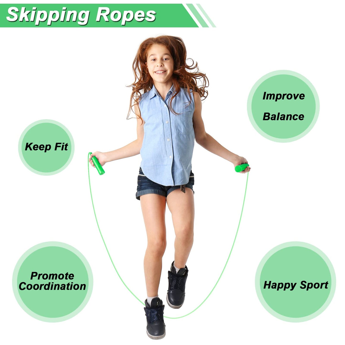 Aodaer 60 Packs Kids Jump Rope Set Colorful Outdoor Jump Ropes 7.3 Feet Adjustable Skipping Ropes For Outdoor Fun Activity Great