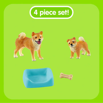 Schleich Shiba Inu Mother And Puppy, 4-Piece Set, Ages 3+