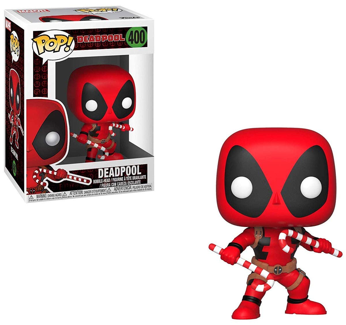 Funko Pop Marvel: Holiday - Deadpool With Candy Canes Collectible Figure, Multicolor
