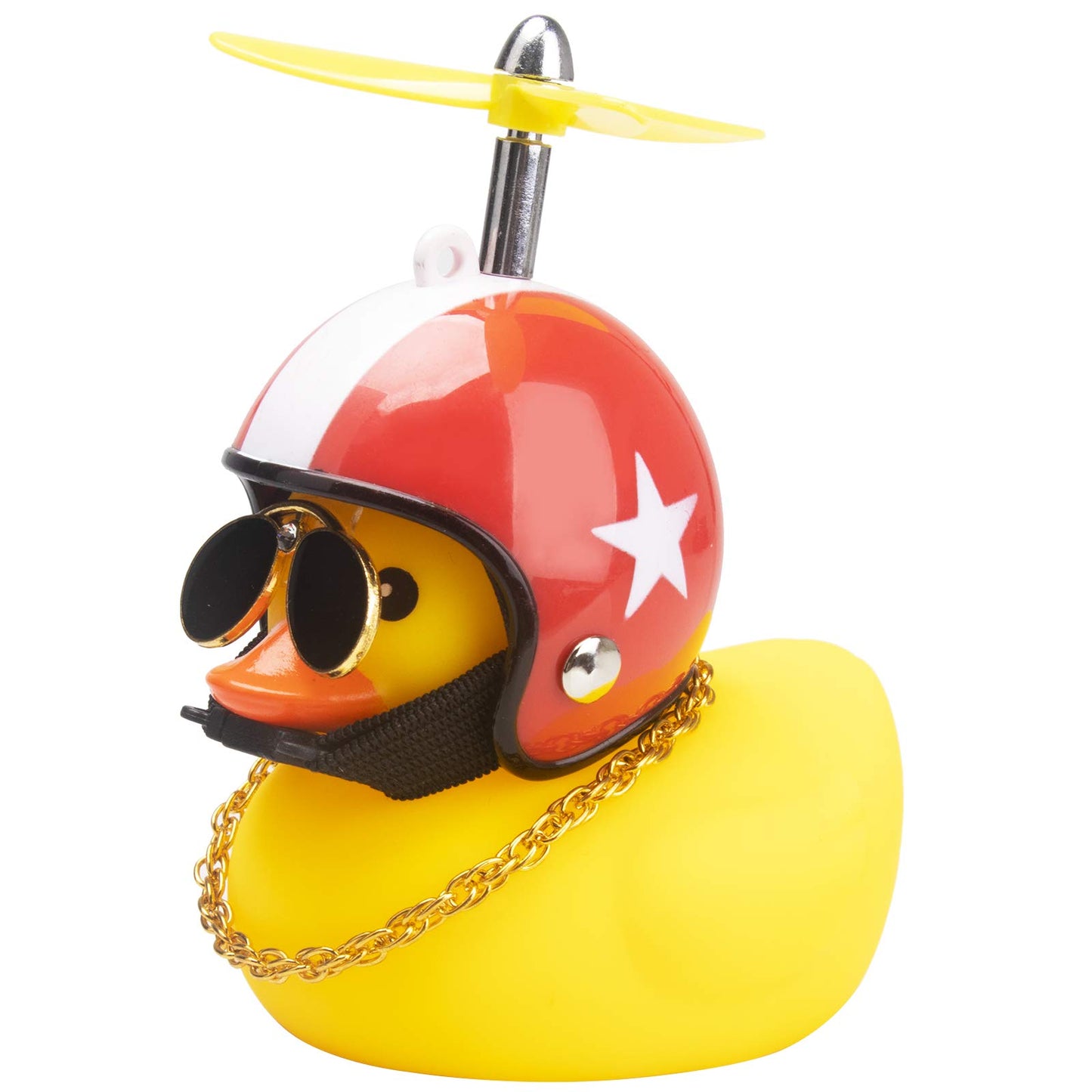 Wonuu Rubber Duck Toy Car Ornaments Yellow Duck Car Dashboard Decorations Cool Glasses Duck With Propeller Helmet (Red Hat White