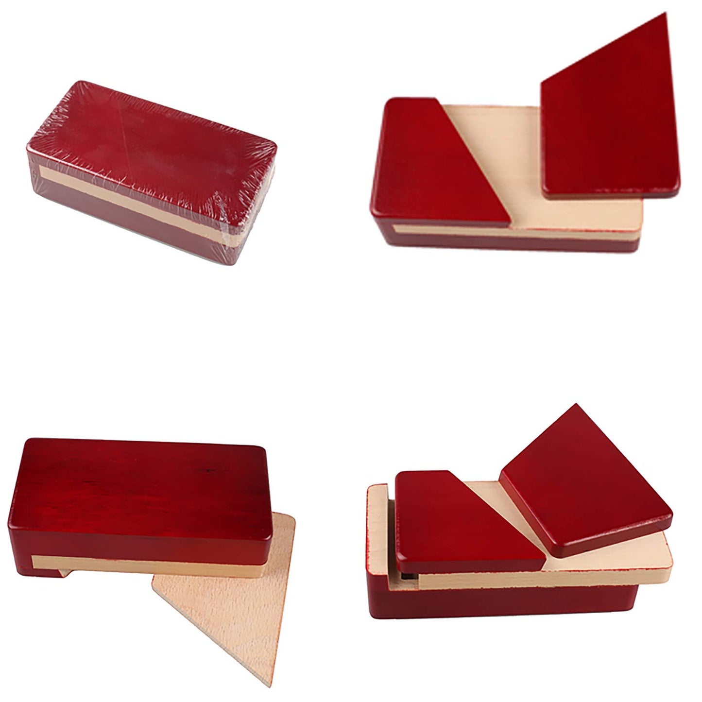 Gift Card Money Holder Puzzle Gift Case Box Big Secret Opening Impossible Box Puzzle Handmade 3D Brain Teaser Puzzle Magic Wooden Mysterious Box Gift Box Cube Game Box Iq Toys By Ahyuan (Red)