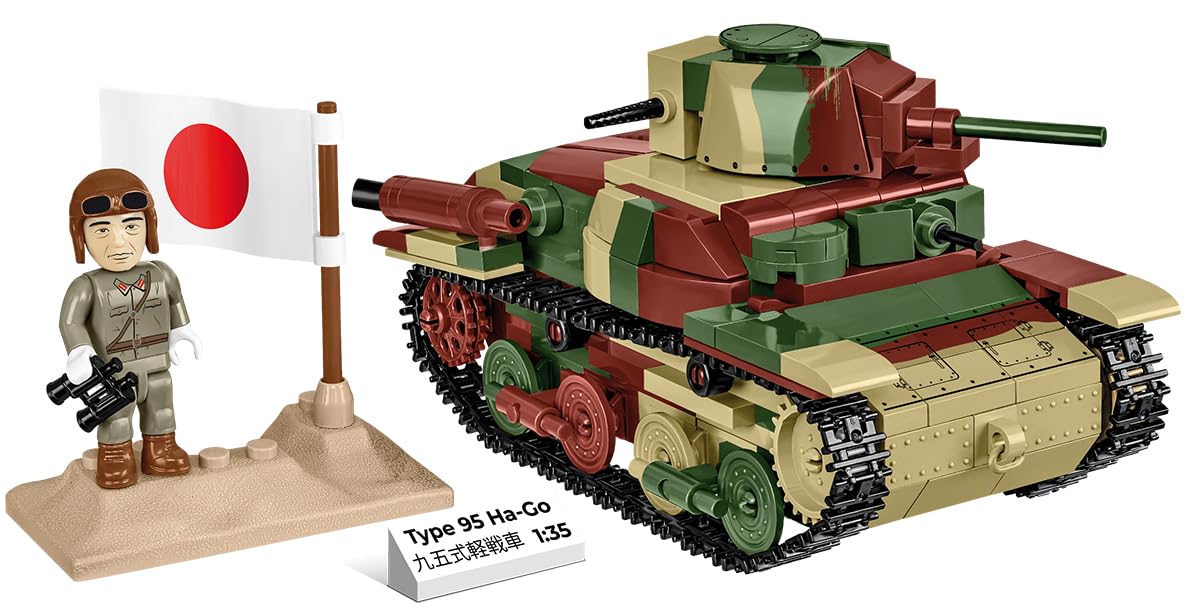 COBI WWII Type 95 Ha-Go Tank Model 3115 - Dark Green Plastic Building Set