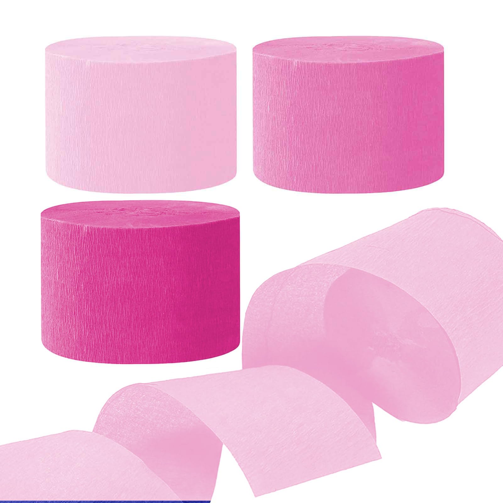 AIM & GGKK Pink Crepe Paper Streamers 1.8 Inch Widening 6 Rolls Party Streamer Festival Party Decorations,a roll of 25m/82ft Per