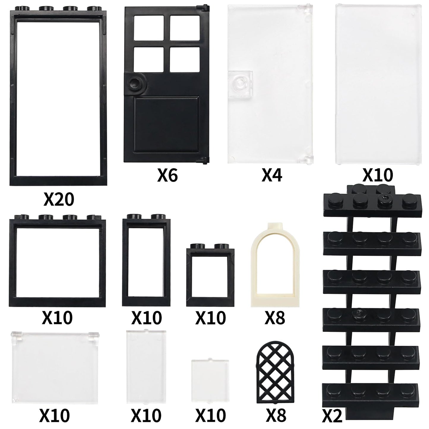 Feleph Windows And Doors Kit Interior Decoration Accessories Moc Building Block Set 118 Pieces And Parts Compatible With Major B