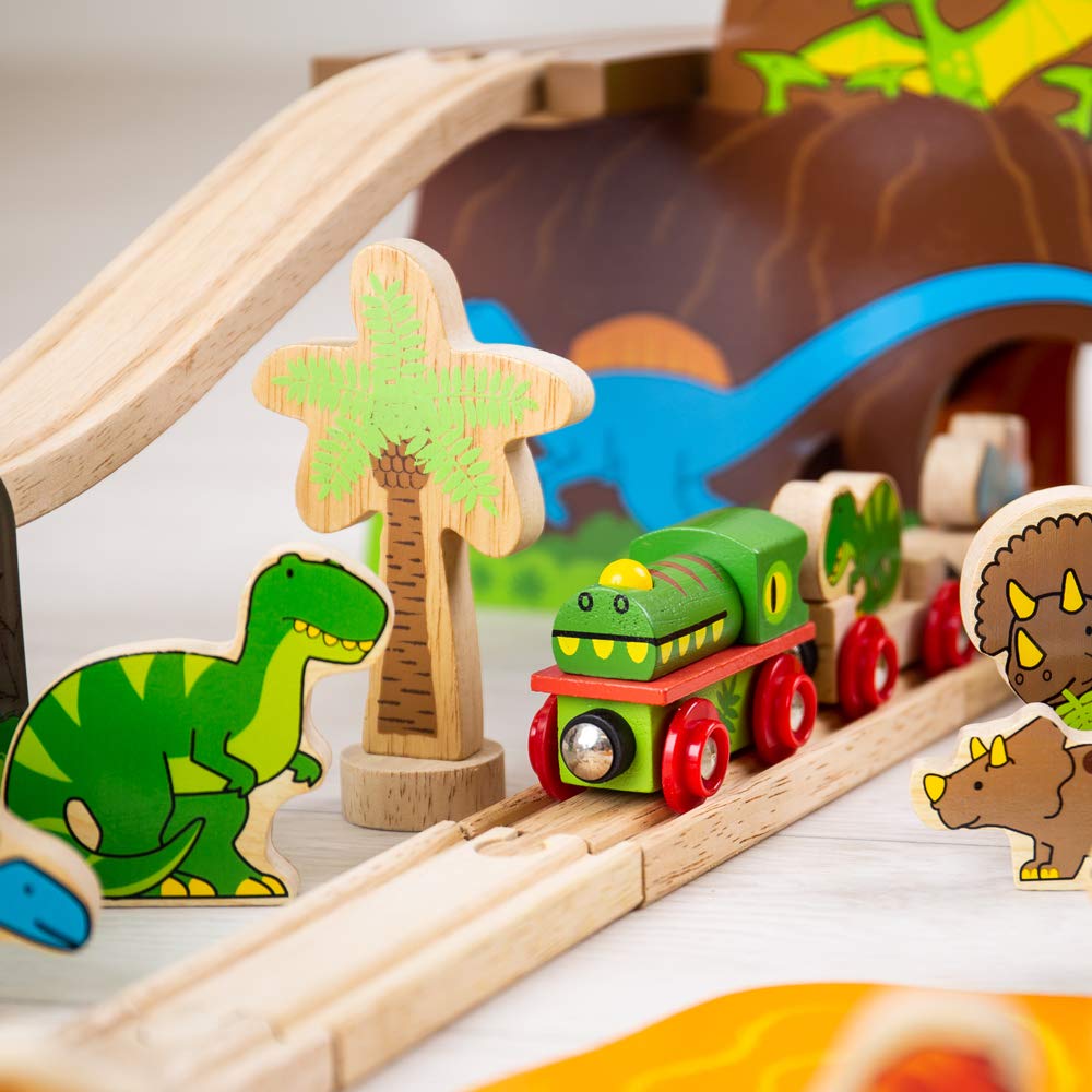 Bigjigs Rail, Dinosaur Wooden Train Set (49Pc), Wooden Toys, Train Sets, Dinosaur Toys, Bigjigs Train Sets, Dinosaur Track, Wooden Train Sets, Trains For Kids