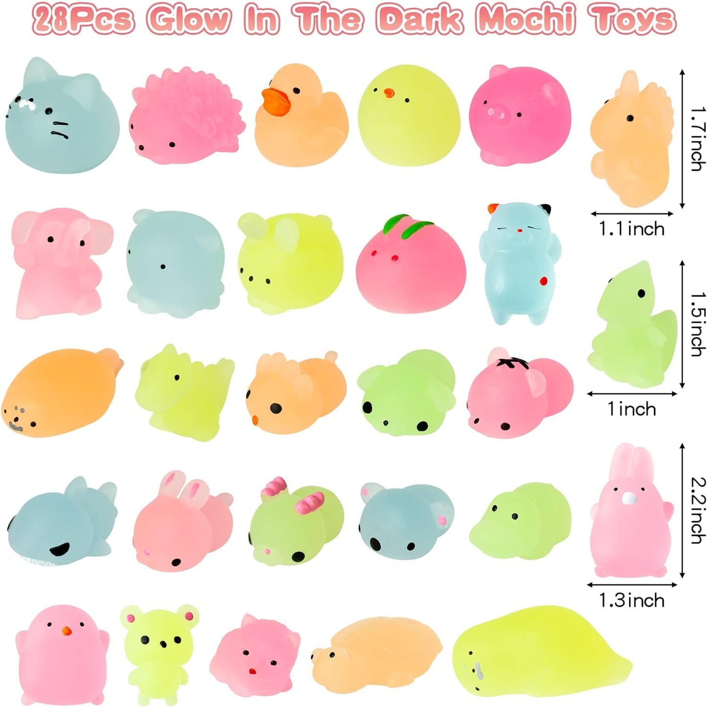 Haooryx Valentine'S Day Cards With Mochi Toys Glow In The Dark Squeeze Mochi Toys Mini Kawaii Animals Stress Relief Anxiety Toys
