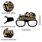 12 Pieces Birthday Decorations Set,40th Stylish Birthday Paper Eyeglasses 40th Birthday Sunglasses Celebratory Birthday Hats Pho