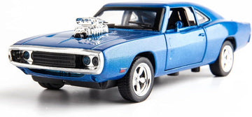 Aldorado 1:24 Dodge Charge F7 - Blue Alloy Diecast Pullback Metal Car Toy With Sound Light & Opening Doors - Great Gift Toy For 